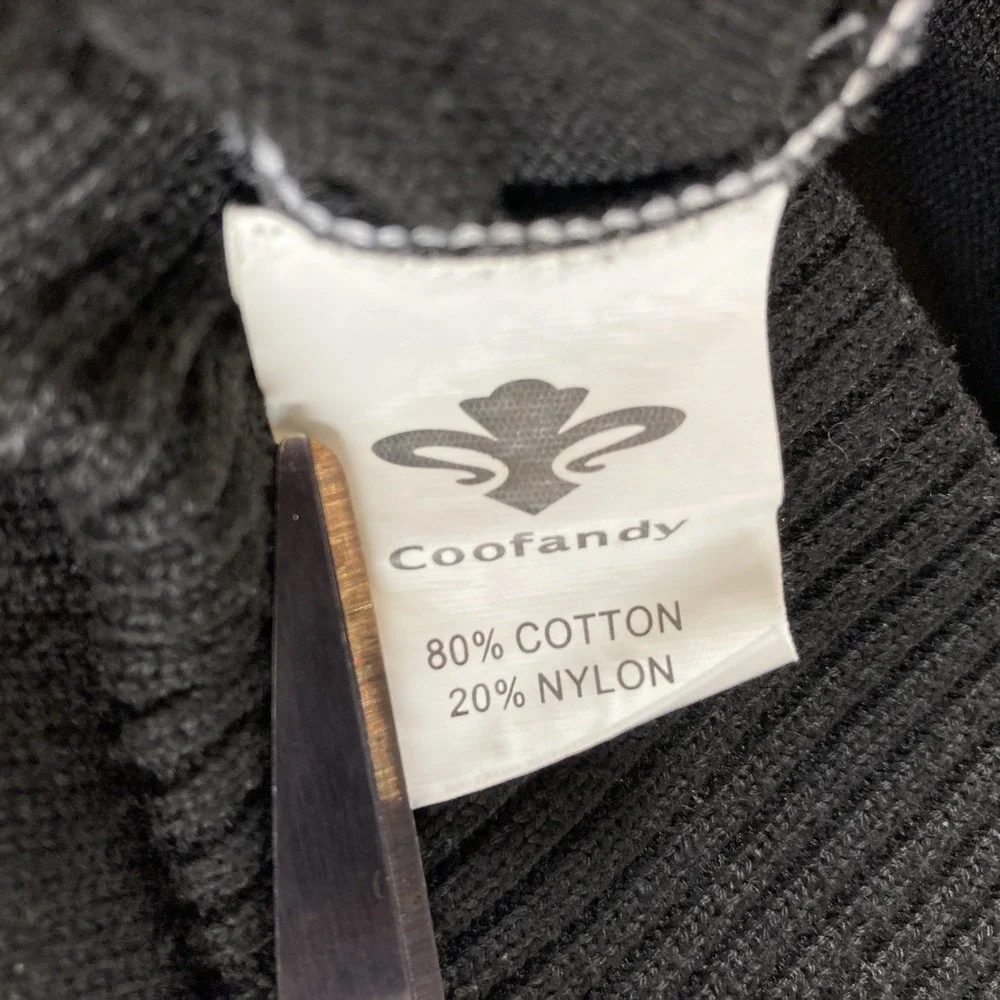 Coofandy Sweater Men's Medium 1/4 Zip Pull Over Slim Fit Black w/‎ White Stripes